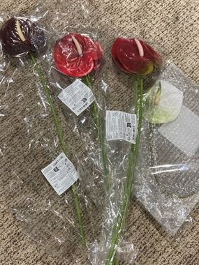 Artificial Anthurium Stem - Red and Burgundy - Home Accents